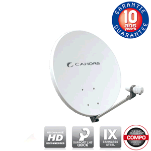 Parabole fibre SMC 70 cm HD IX UNI avec LNB Single - Blanche - Cahors