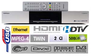 Topfield TF 7700 HD PVR Terminal numerique HD Twin Tuner, HDD 500 GB, 2 x CI, 2 x USB, Ethernet Silver