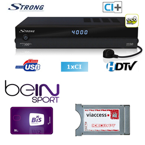 carte bein sport hd 12 mois avec terminal HD strong srt 7300 et module viaccess