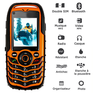 T�l�phone mobile �tanche � l eau-  Anti-Choc - anti Poussiere - Double Sim  - Bluetooth