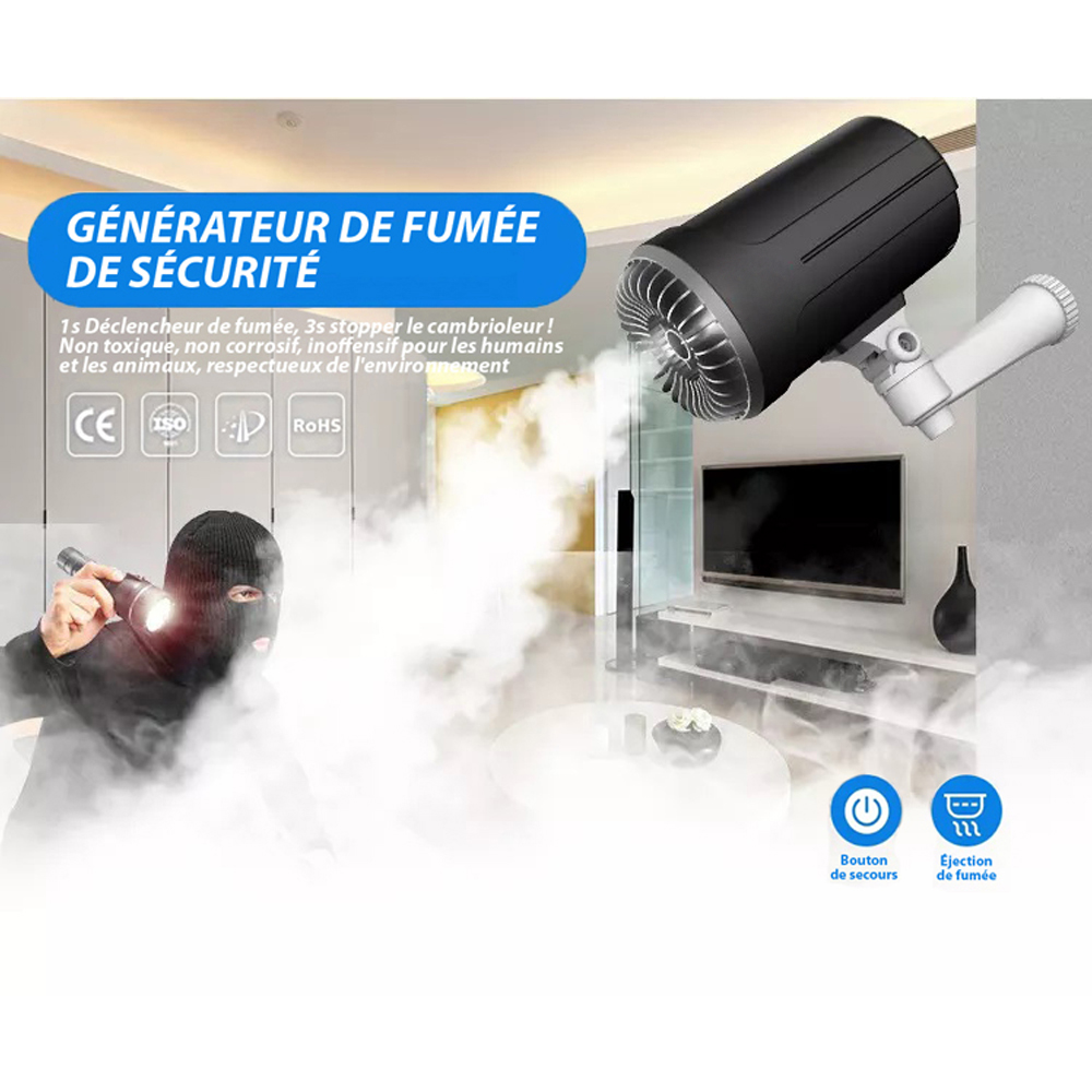 Gnrateur de fume Machine  brouillard de scurit Fumigne Noir - 150 m3, Scurit avec rseau CCTV, Systme dalarme Antivol
