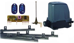 Kit coulissant basic, 230V, bloquant, poids vantail 400 kg max, 40 cycles, avec encodeur et retour sur obstacle