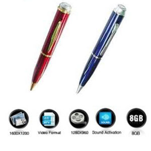 Stylo avec cam�ra cach�e couleur et DVR - D�tecteur de son - M�moire interne 8 GO