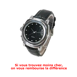 Caméra cachée couleur avec DVR dans une montre - Capacité optionnelle 8Go - Design bracelet en cuir 