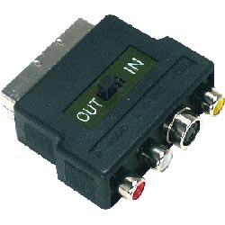 Adaptateur peritel male vers 3 RCA femelle + S video fem.+ Commutation In/Out