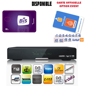 Pack 2 Abonnements: Al Jazeera Sport complet 17 chaînes 4 mois + BIS TV PANORAMA 12 mois + Terminal numérique S3700 CHD Triple Tuners avec 2 lecteurs de carte Viaccess / Irdeto