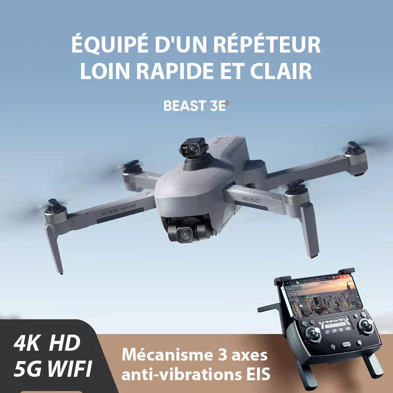 Drone BEAST 3E SG906MAX2 Camra 4K HD 2160P Zoom Ultra-long WIFI 5G GPS Moteur Brushless Contrl via App EIS Anti-tremblement 4km