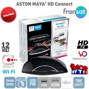 ASTON MAYA HD CONNECT - WiFi intgr - 12Volts - PVR via USB - HDMI - Ethernet - 2 lecteurs de carte - Terminal numrique HD Connect avec carte Viaccess Fransat sur Atlantic Bird 3 + Cordon HDMI offert