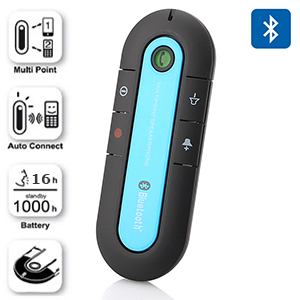 Kit mains-libres Bluetooth 3.0 pour voiture - Rduction du bruit DSP - 16h communication - Multipoint - Batterie 650mAh - Micro usb