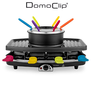 Set � raclette - gril et fondue - 1100W - inox - pour 8 personnes - Domoclip DOC107