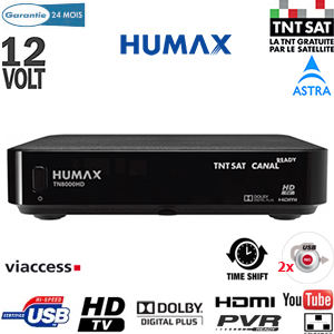 Humax TN 8000 HD PVR - Terminal numrique TNTSAT HD - 12 Volts - avec carte Viaccess TNTSAT (Valable 4 ans) sur Astra 19.2 + Cordon HDMI offert