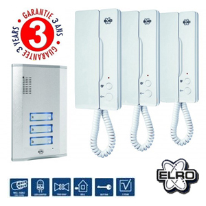 Portier audio collectif 3 combin�s interphone + platine de rue 3 boutons