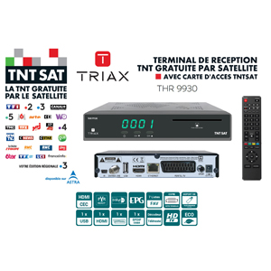 Rcepteur Dcodeur Terminal de Rception TNT Gratuite Par Satellite HD - Triax THR 9930 - Avec Carte dAccs TNTSAT, Port USB Pour Enregistrements