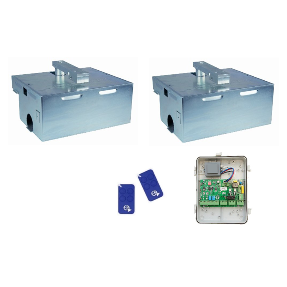 Kit enterra Basic 230V, bloquant, longueur vantail 2 m max, poids vantail 300 Kg max ouverture 180� max, 40 cycles / jour - pour portails a battants
