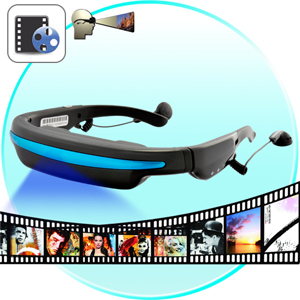 Lunettes vid�o Th��tre - Films sur �cran virtuel 52 pouces- Autonome - M�moire interne 4 Go - M�moire externe  jusqu�� 32 Go