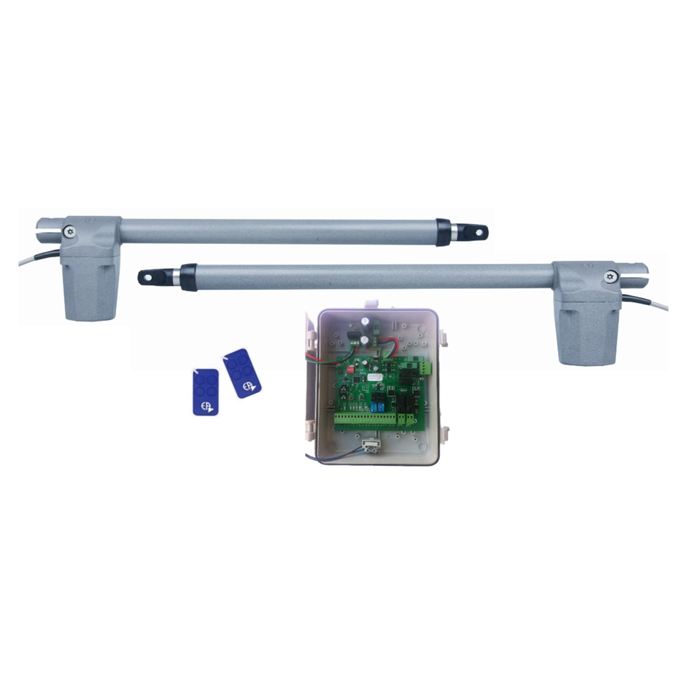 Kit a battants basic - 24V, bloquant, longueur vantail 2 m max, poids vantail 200 kg max, course utile 430 mm, intensif, ouverture 120° max, telecommande code tournant