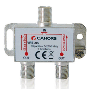 Répartiteur Cahors VRE 200 à 2 directions - 1 entrée/2 sorties - 5/2300 MHz