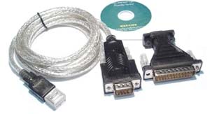 Adaptateur convertisseur USB 2.0 - S�rie RS232 Subd 9 m�le + Subd 25 m�le, 1.80 cm