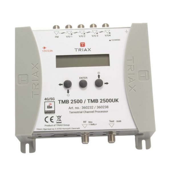 Centrale Programmable Terrestre TV VHF UHF FM TMB 2500 - 5 entres 1 sortie, Gain 75 dB, Flex Matrix pour plus de 50 canaux