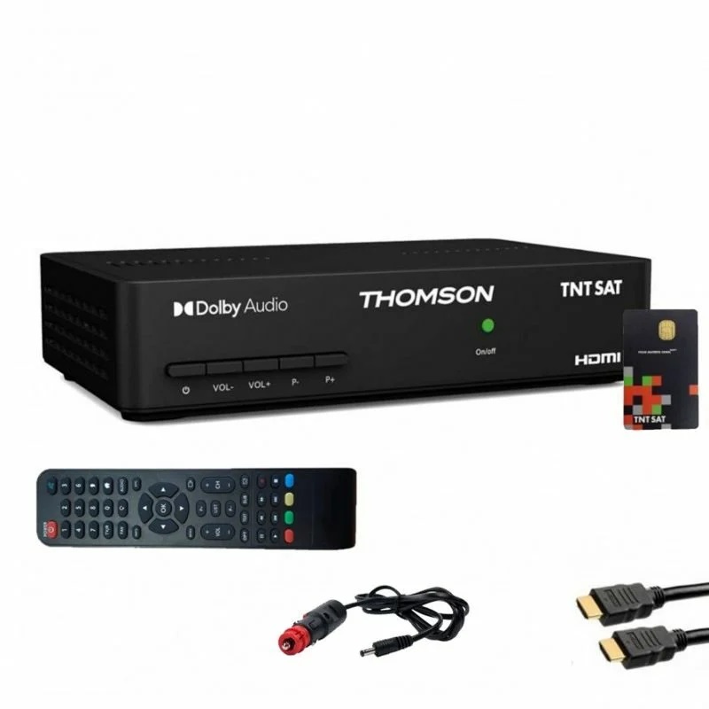 Pack Récepteur TV Satellite Full HD THOMSON THS806 + Carte d’accès TNTSAT + Câble HDMI + Câble 12V - Noir