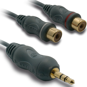 Cordon Jack 3,5 mle/ 2 RCA mle - 10 cm - METRONIC