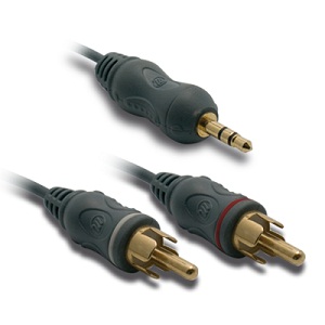 Cordon Jack 3,5 mle  / 2 RCA mle - 10m - METRONIC