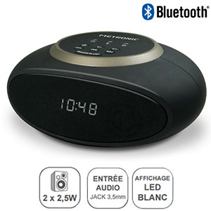 Radio rveil Bluetooth - AM/ FM - Entre audio - 2x 2.5W - Metronic