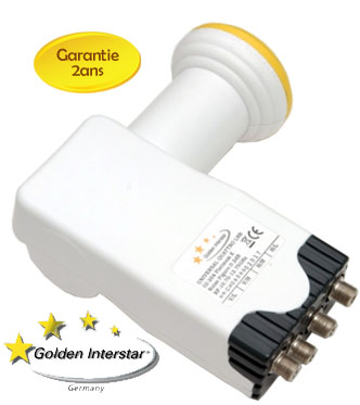 LNB QUATTRO GTSAT 0.2dB Compatible TVHD - 2 ans de garantie