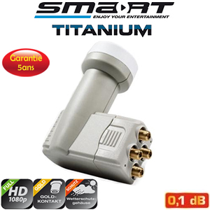 LNB Quad 0.1 dB - 40 mm - Smart Titanium Eco-edition - HDTV 3D - 5 ans de garantie