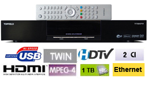 Topfield TF 7700 HD PVR - Terminal numerique HD, Double Tuner, HDD 1 TB, 2 CI, Black + Cordon HDMI offert