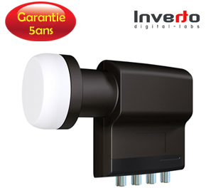 LNB Quad 0.2 dB, 40 mm - Inverto Black Premium - 5 ans de garantie