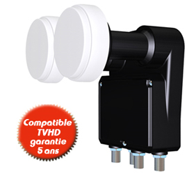 LNB Monobloc 6° QUAD 0,2dB Inverto Black  - Compatible TVHD - 5 ans de garantie  