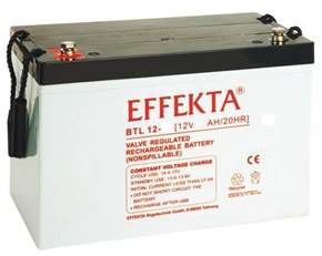 Batterie solaire AGM 12 Volts 100 Ah sans entretien EFFEKTA