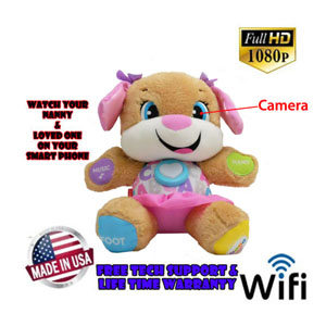 Chien en Peluche caméra cachée Ultra HD 4K WiFi 32 GO Longue autonomie avec détection de Mouvement Caméra Espion DVR, Surveillez Baby Sitter, Nounou