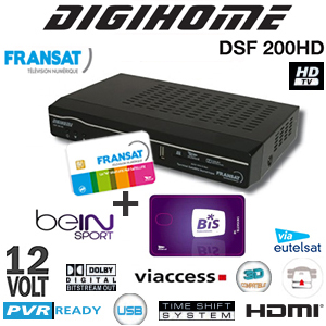 Pack Digihome 200HD BeIN SPORT HD 12 mois + carte viaccess Fransat