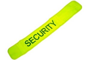 Brassard jaune fluo avec velcro et inscription SECURITY