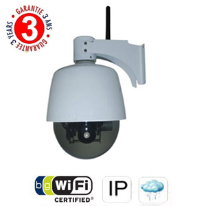 Caméra réseau IP extérieure dôme - WIFI - CMOS 1/4" - Résolution 640*480 - Zoom X3 - Angle de vision 30.7°- 69° - Motorisée