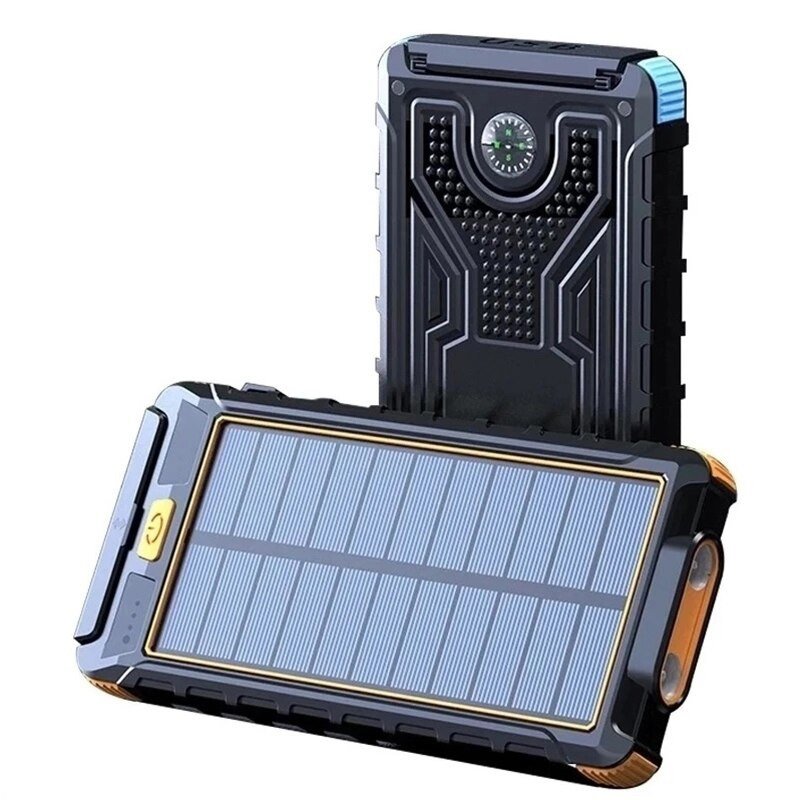 Chargeur solaire tanche 80000 mAh, batterie externe avec Port USB, pour Smartphone iPhone 13, avec lumire LED, Noir