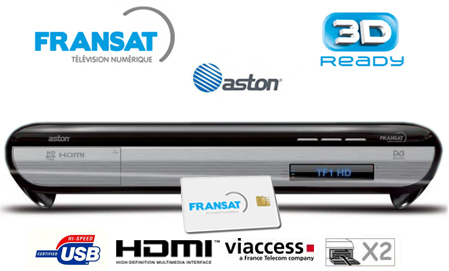 Aston Diva Easy HD - Terminal numérique HD  avec carte Viaccess Fransat à vie sur Atlantic Bird 3 + Cordon HDMI offert