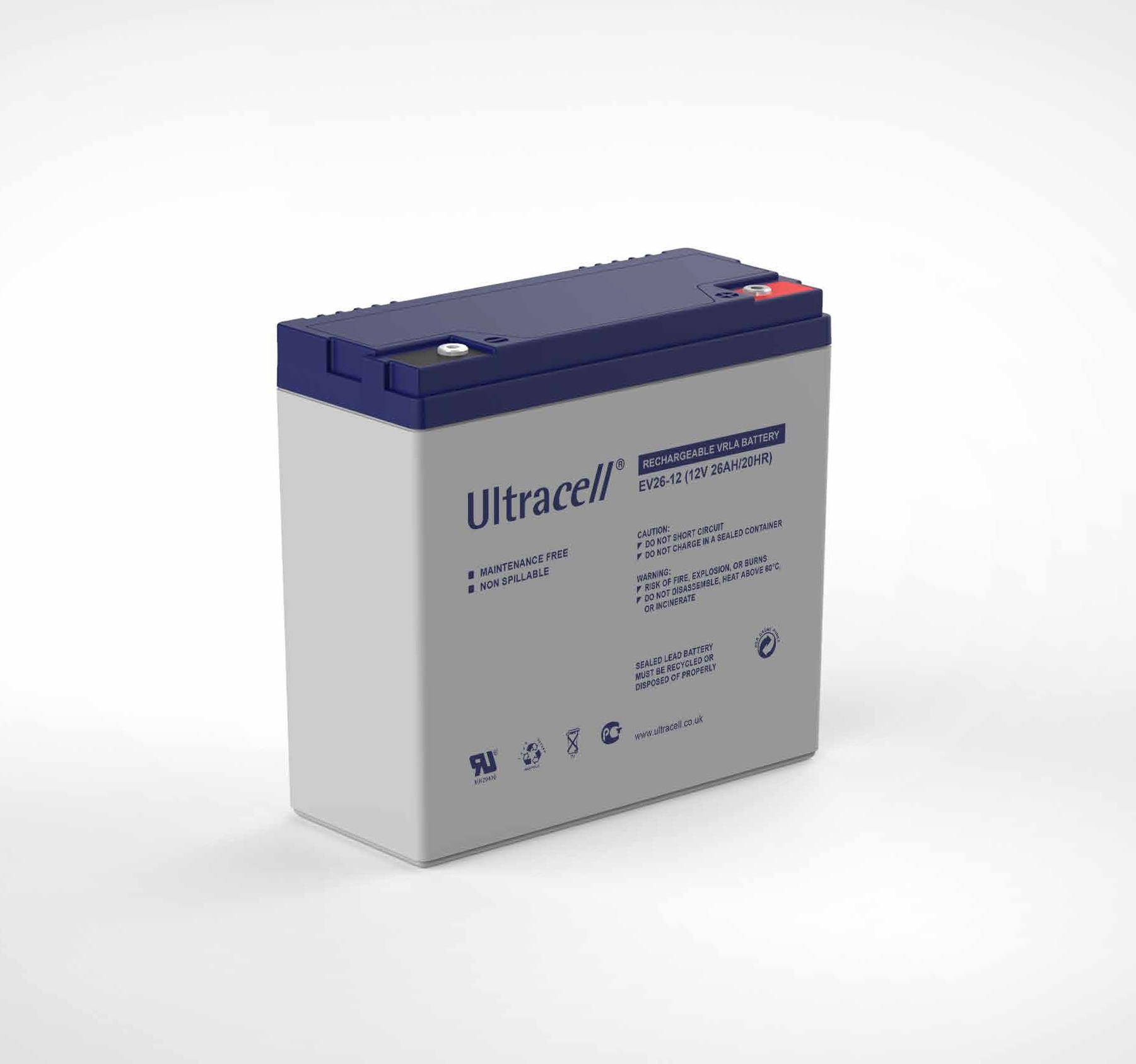 Batterie Rechargeable Plomb Ultracell EV26-12 - 12 V 26Ah pour véhicules électriques