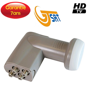 LNB QUAD 0.1 dB Premium RELOOK / GTSAT - Compatible TVHD - 7ans de garantie