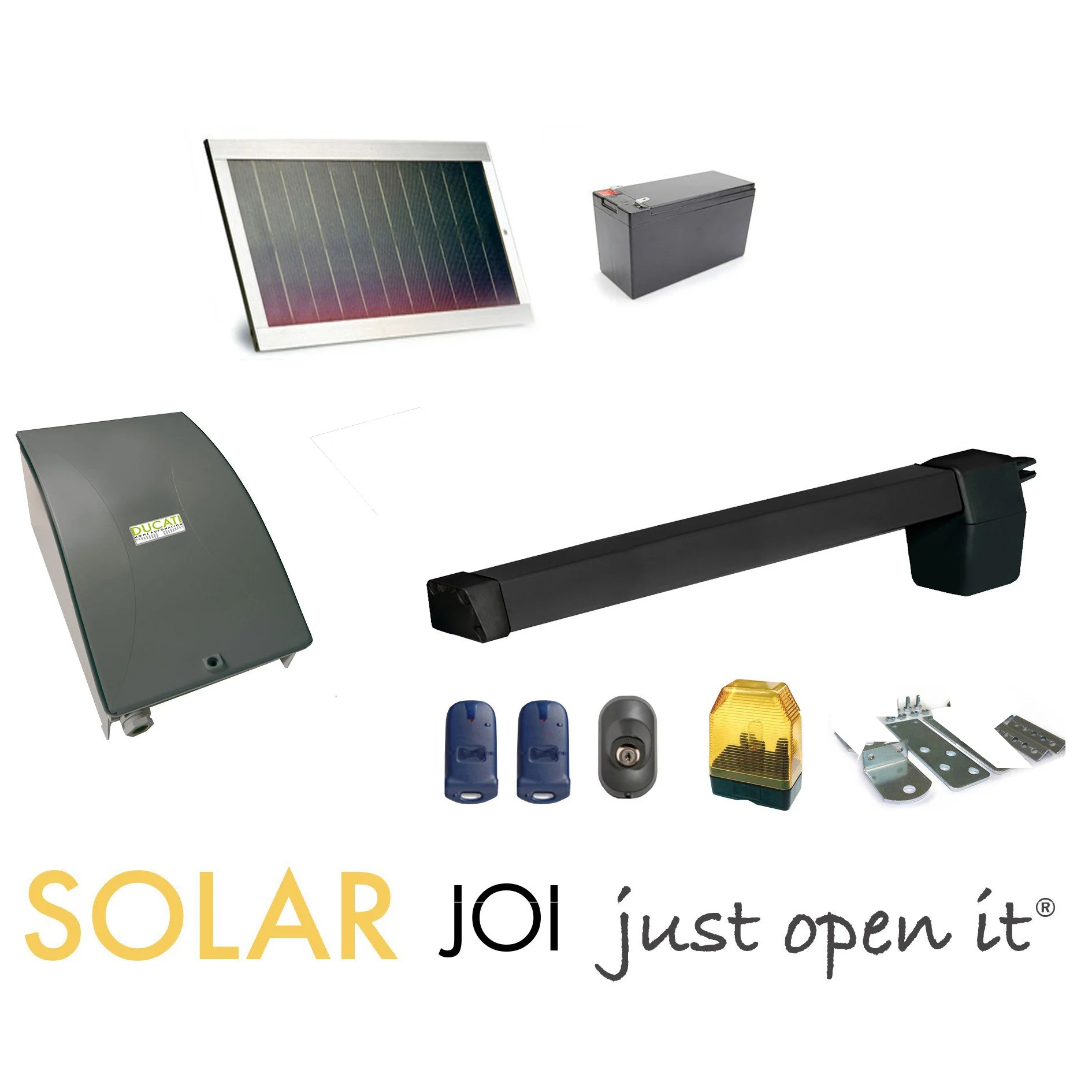 Kit Motorisation Portail Solaire Automatisme Ducati Home Automation HC619 SOLAR MONO - Pour portail  1 vantail battant max 3m 300kg