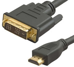 Cordon HDMI male - DVI male, 3m, Contacts Or 