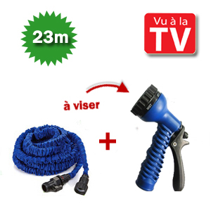 Tuyau darrosage extensible Xhose  8 m ouvert jusqu 23m  + Pistolet 7 jets  viser