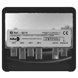 Commutateur DiSEqC - 4 entr�es + 1 entr�e terrestre / 1 sortie