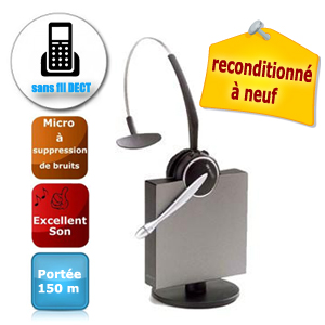 Un micro-casque de bureau sans fil anti-bruit avec un haut-parleur mono - JABRA GN9120 DECT GAP - Reconditionn  neuf