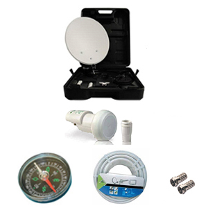 Kit Camping-car Faval Parabole en acier 35 cm + Accessoires de fixation + LNB Single + Cble coaxial + Boussole + 2x Fiches F