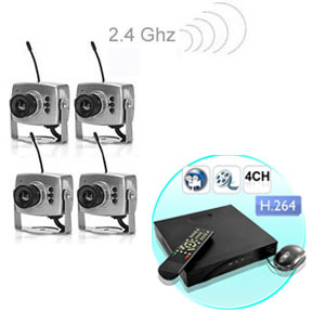 Kit 4 cam�ras couleur sans fil CMOS 1/3