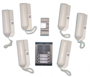 Portier audio collectif - 6 Combines interphone + Platine de rue pour interphone 6Bp +1 Batterie rechargeable + 1 Chargeur accumulateur