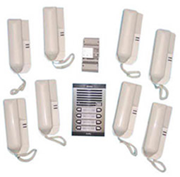 Portier audio collectif - 8 Combines interphone + 1 Alimentation electrique + Platine de rue pour interphone 8Bp